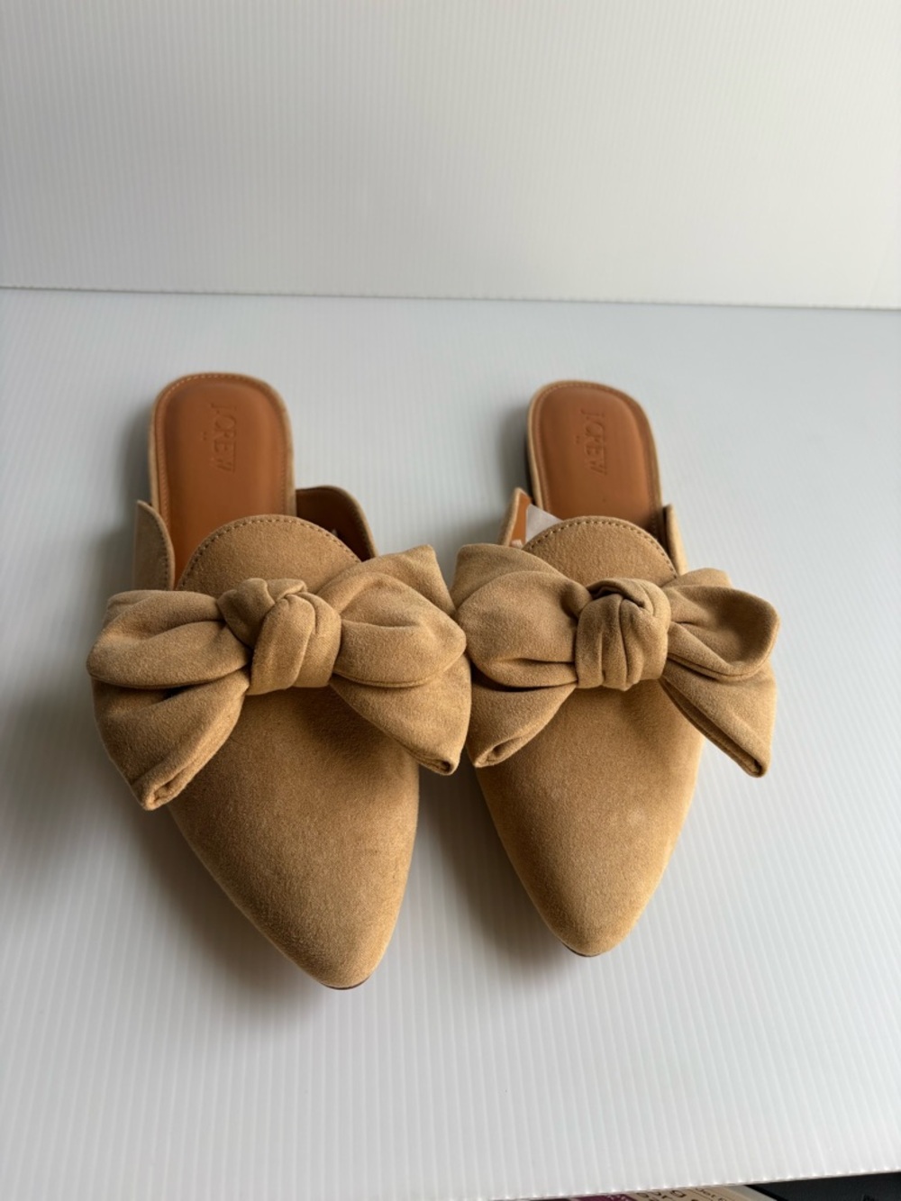 J crew Pointed Toe Bow Mule - Tan size 7.5
